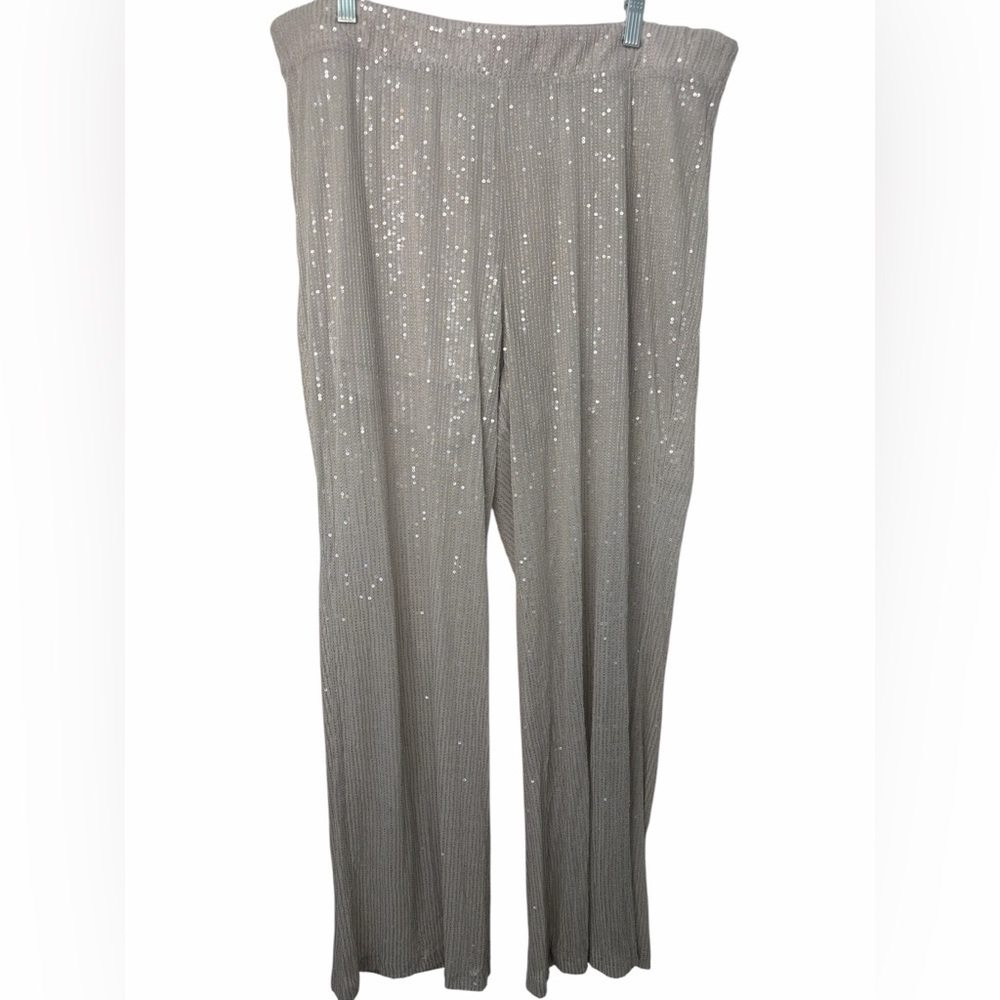 Mid-Rise Wide Leg Holiday Sequin Pants - Wild Fable Gray/Silver NWT